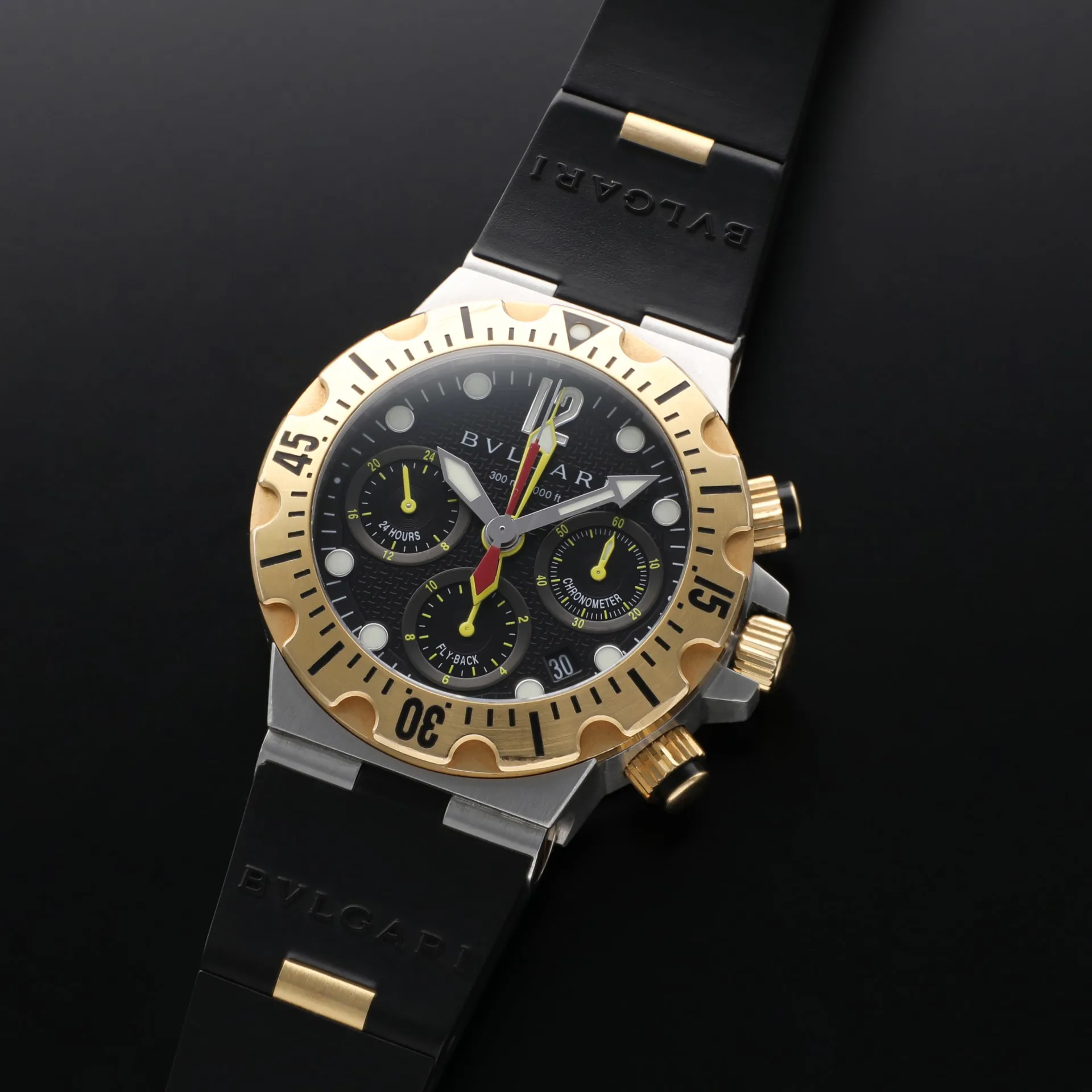 Bulgari Diagono SC40SG 40mm Yellow gold and Stainless steel Black 1