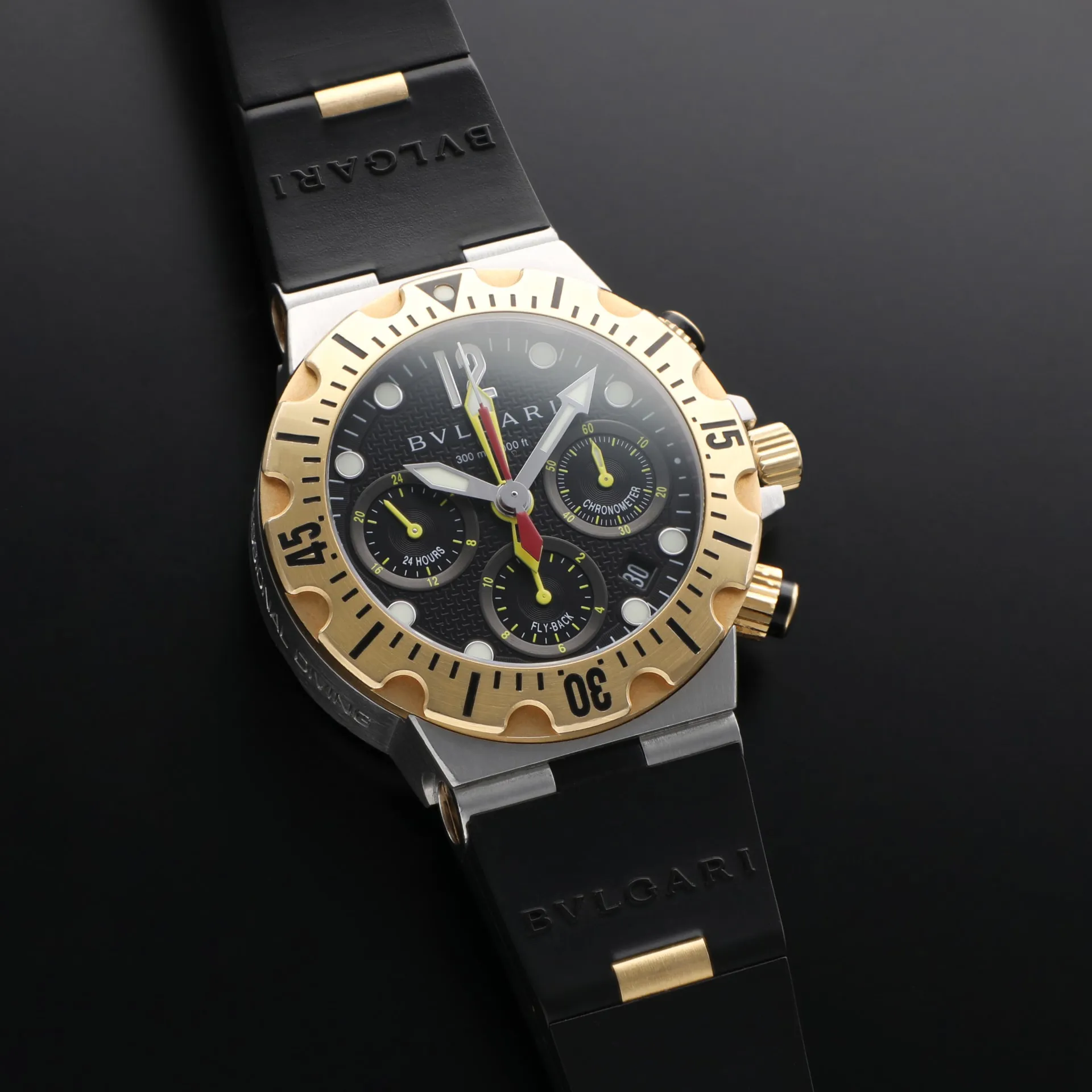 Bulgari Diagono SC40SG 40mm Yellow gold and Stainless steel Black 2