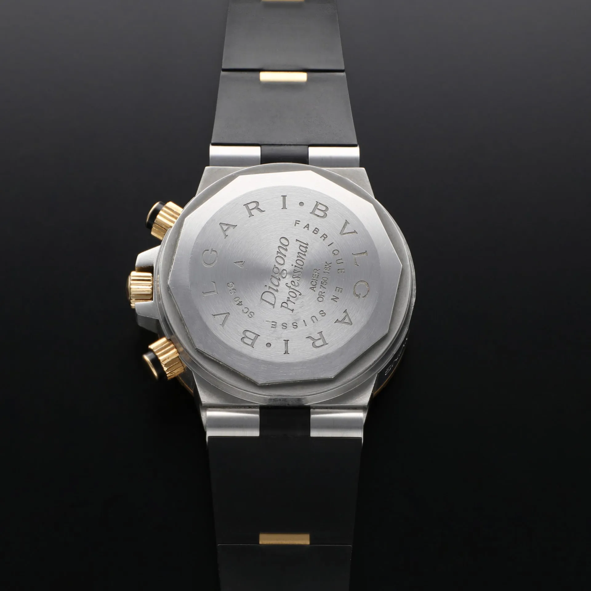 Bulgari Diagono SC40SG 40mm Yellow gold and Stainless steel Black 3