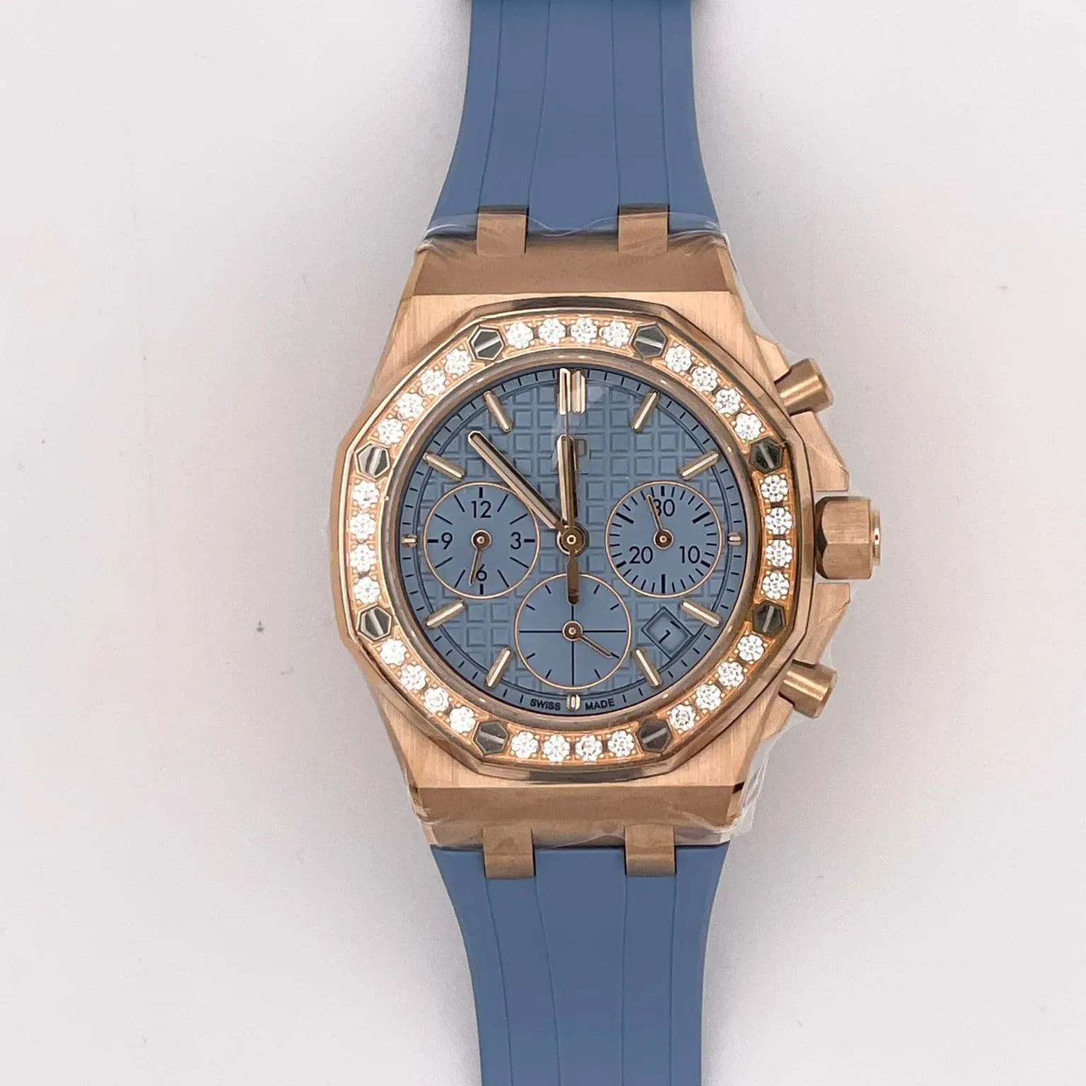 Audemars Piguet Royal Oak Offshore Chronograph 26231OR.ZZ.A085CA.01 37mm Rose gold and Diamond Light blue