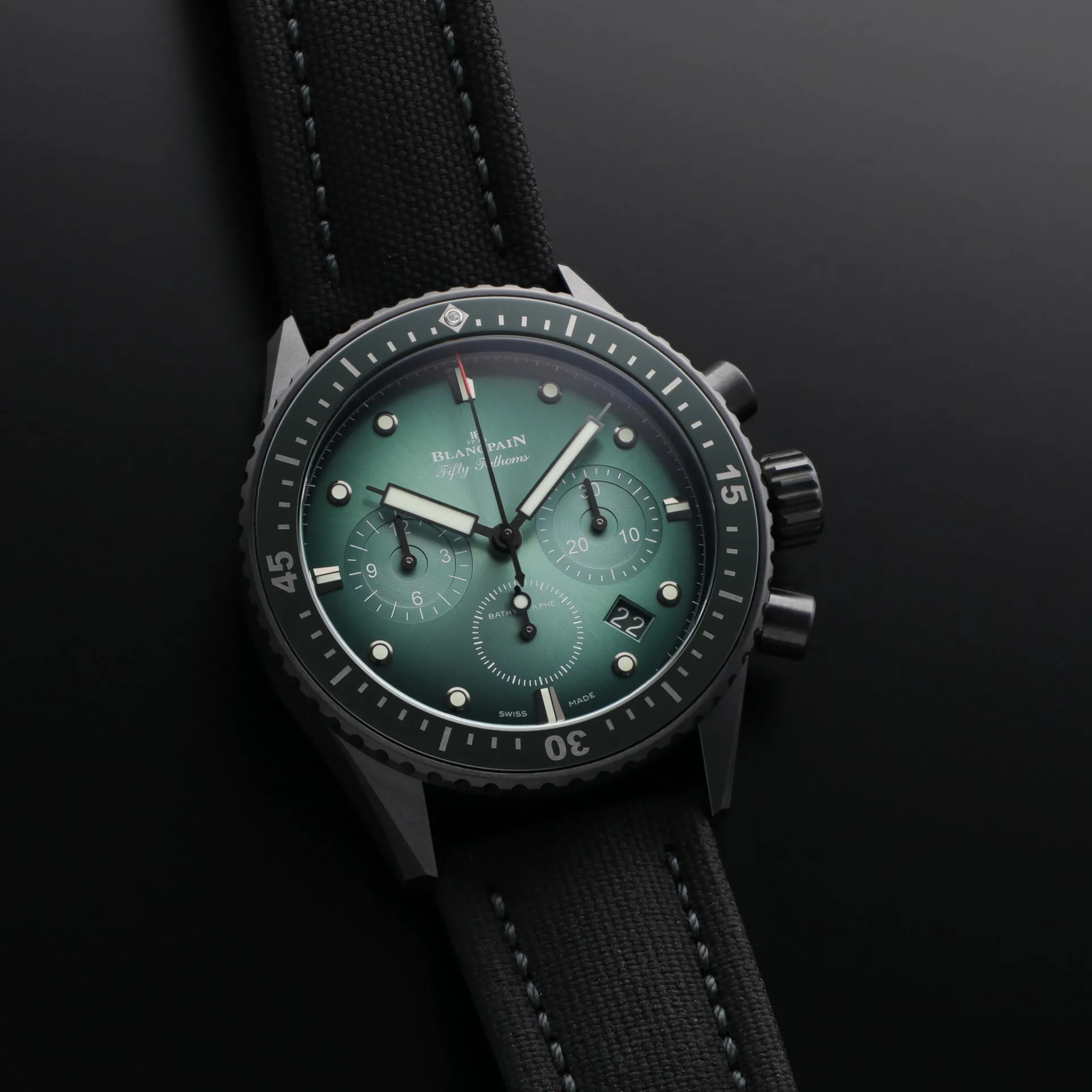 Blancpain Fifty Fathoms Bathyscaphe Chronographe Flyback 5200-0153-B52A 43.6mm Black ceramic Green 2