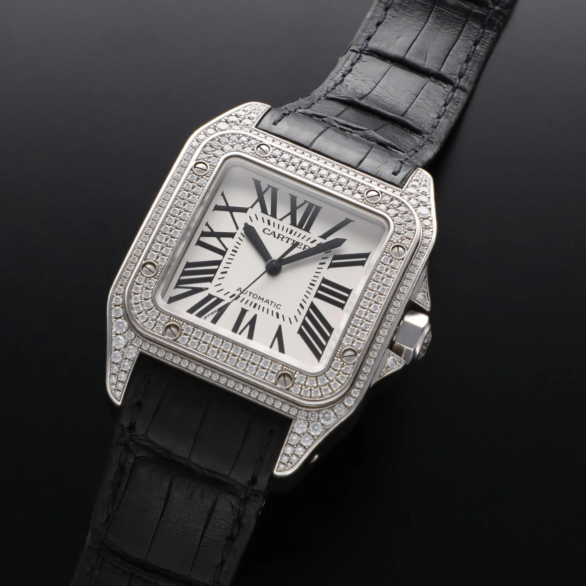 Cartier Santos 100 WM500951 38mm White gold and Diamond White 1