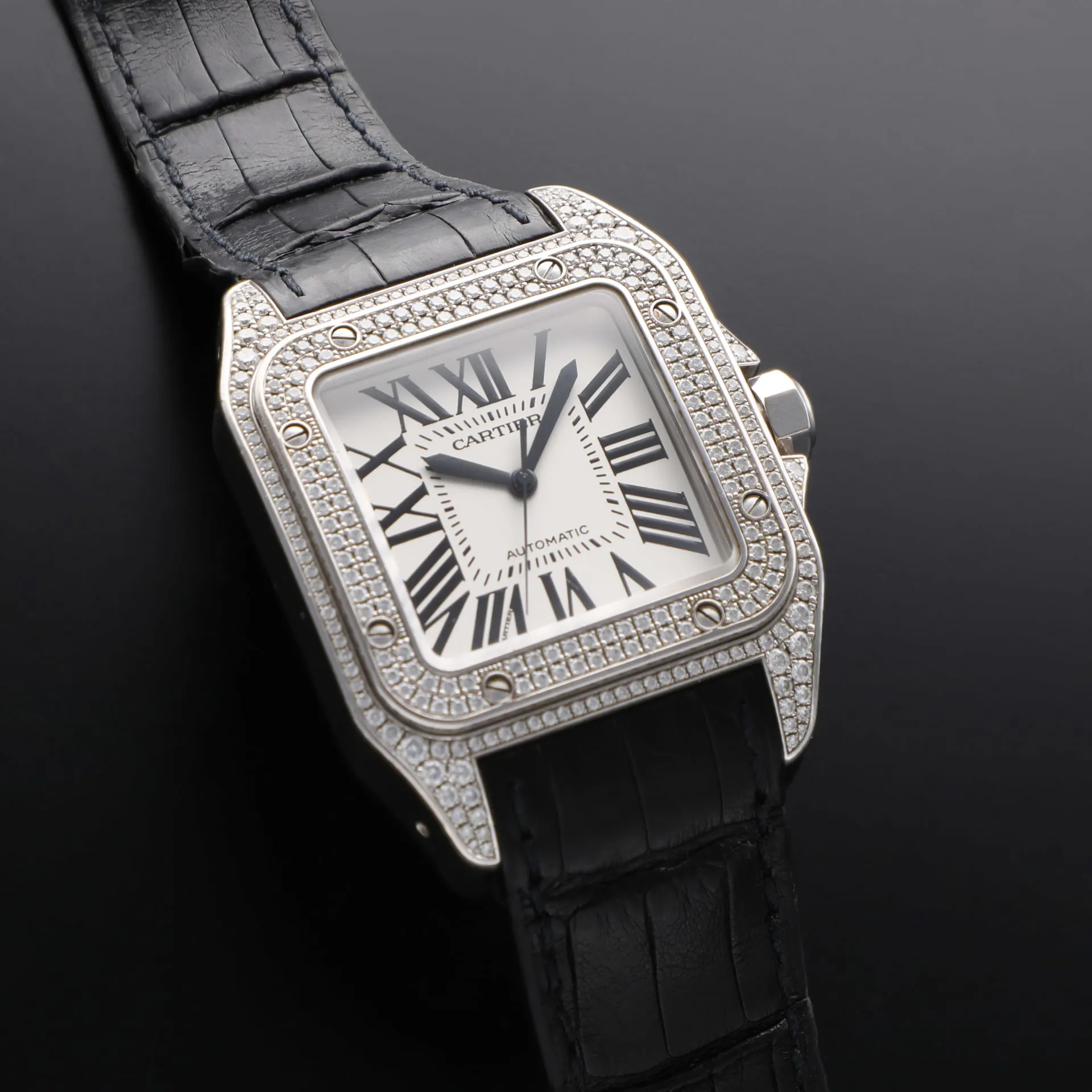 Cartier Santos 100 WM500951 38mm White gold and Diamond White 2