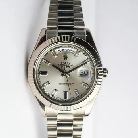 Rolex Day-Date II 218239 41mm White gold Silver