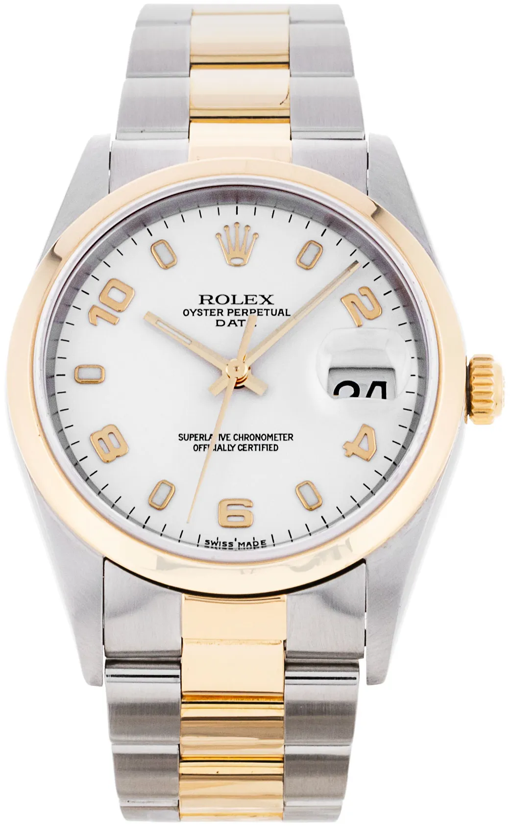 Rolex Oyster Perpetual Date 15203 34mm Yellow gold and Stainless steel White