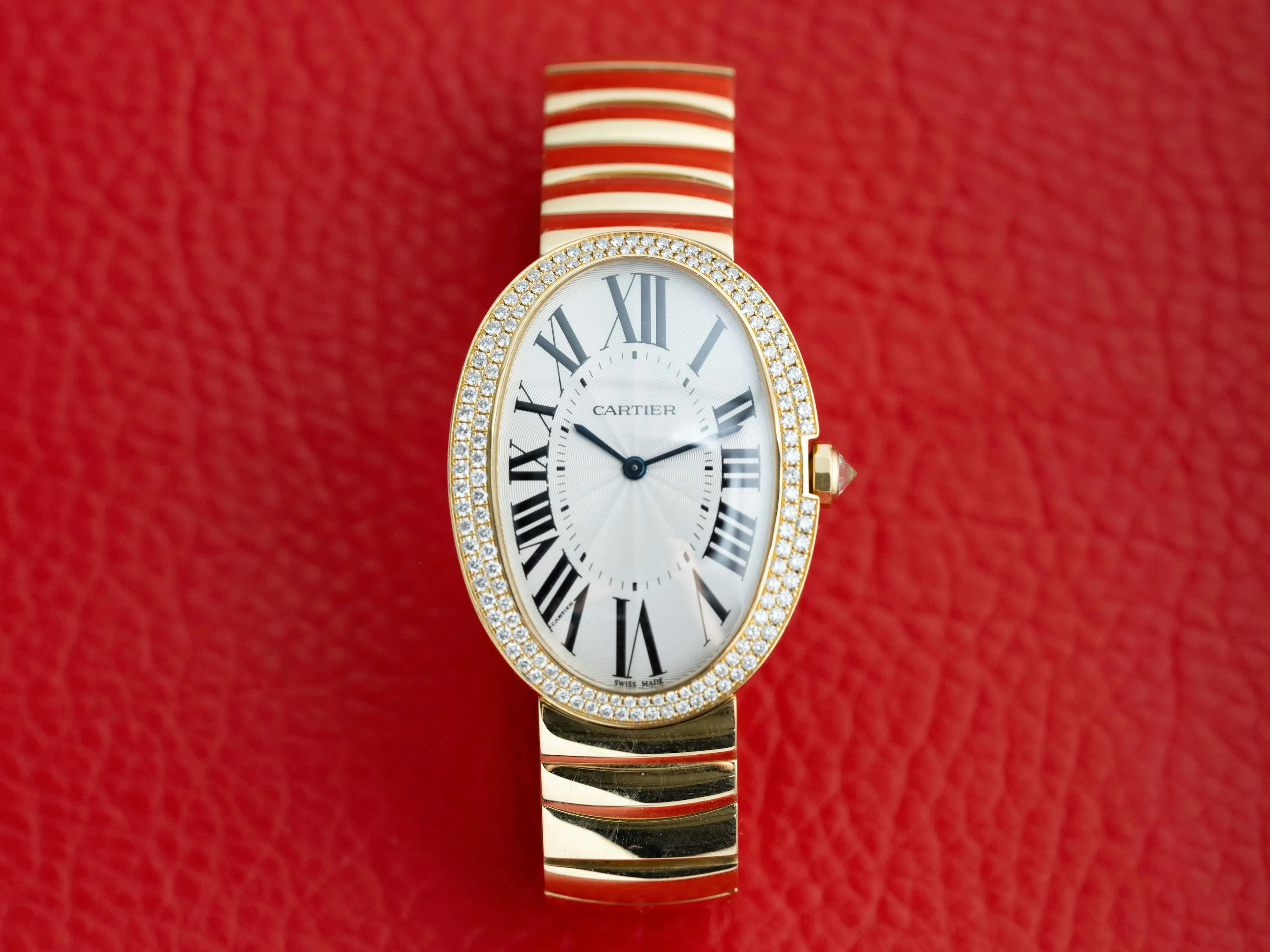 Cartier Baignoire wb520021 34mm Yellow gold and Diamond Silver 2