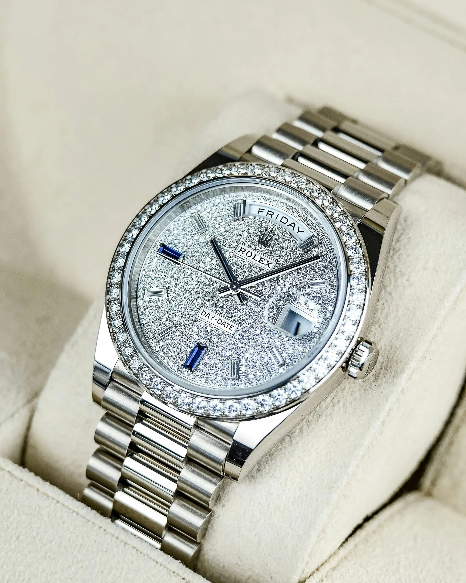 Rolex Day-Date 40 228349RBR 40mm White gold and Diamond Pave and Sapphire 6