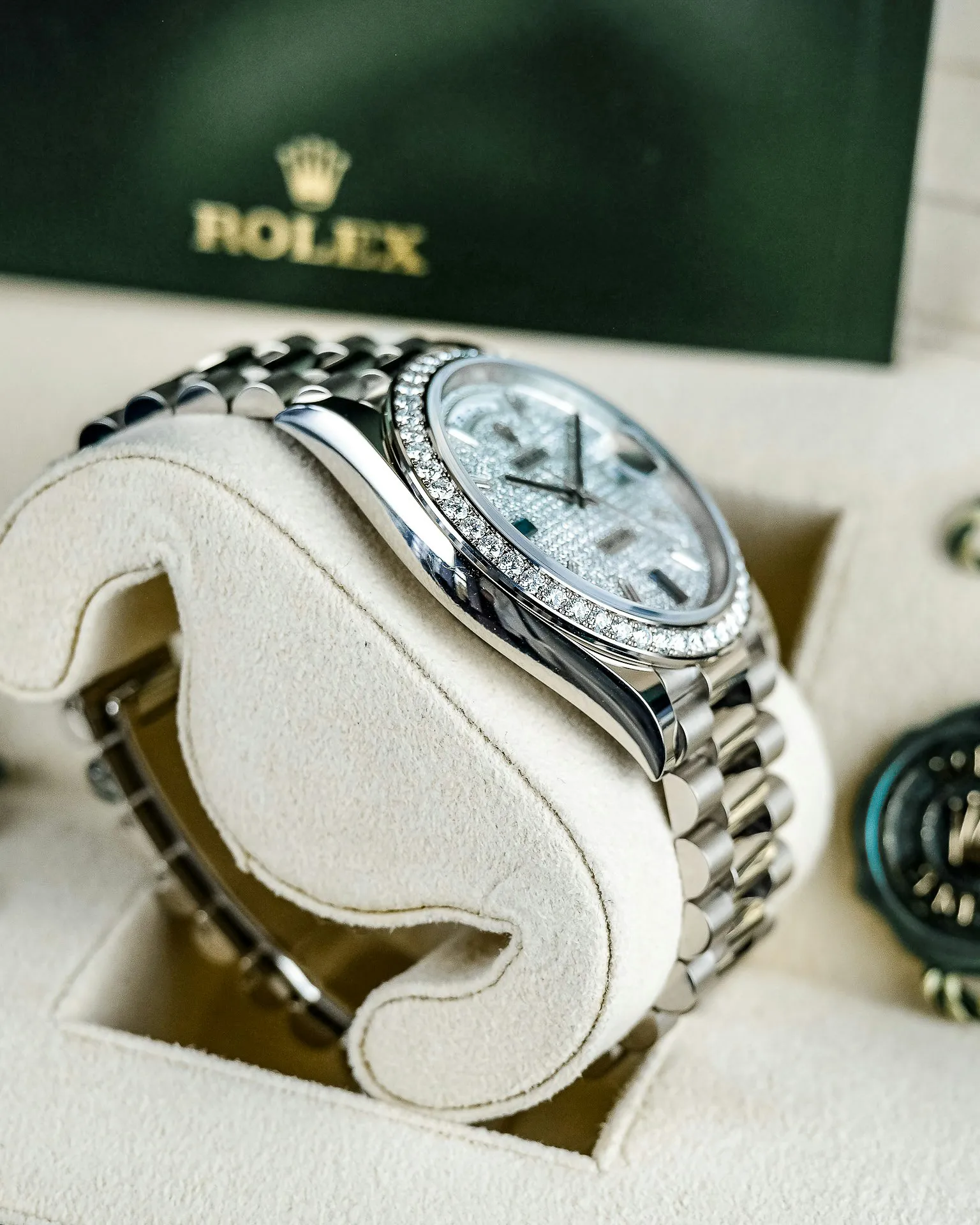 Rolex Day-Date 40 228349RBR 40mm White gold and Diamond Pave and Sapphire 9