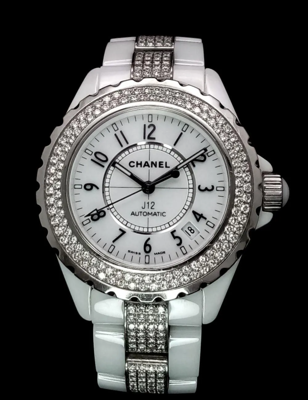 Chanel J12 39mm Ceramic and Stainless steel and Diamond White