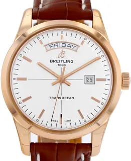 Breitling Transocean Day & Date R45310 Rose gold Silver