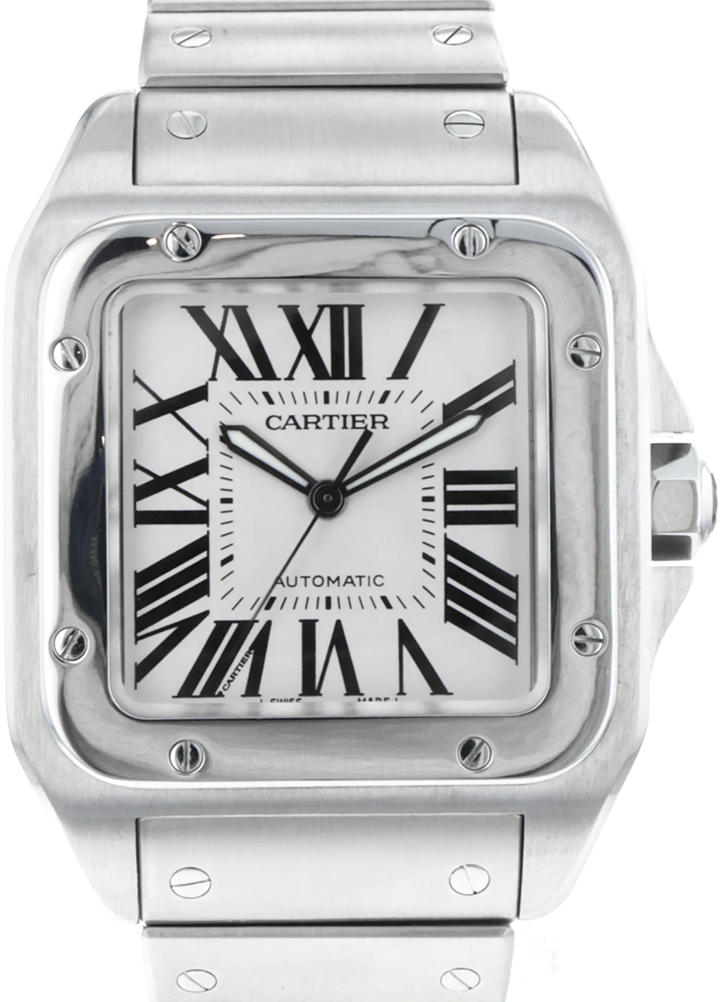 Cartier Santos 100 2656 38mm Stainless steel White