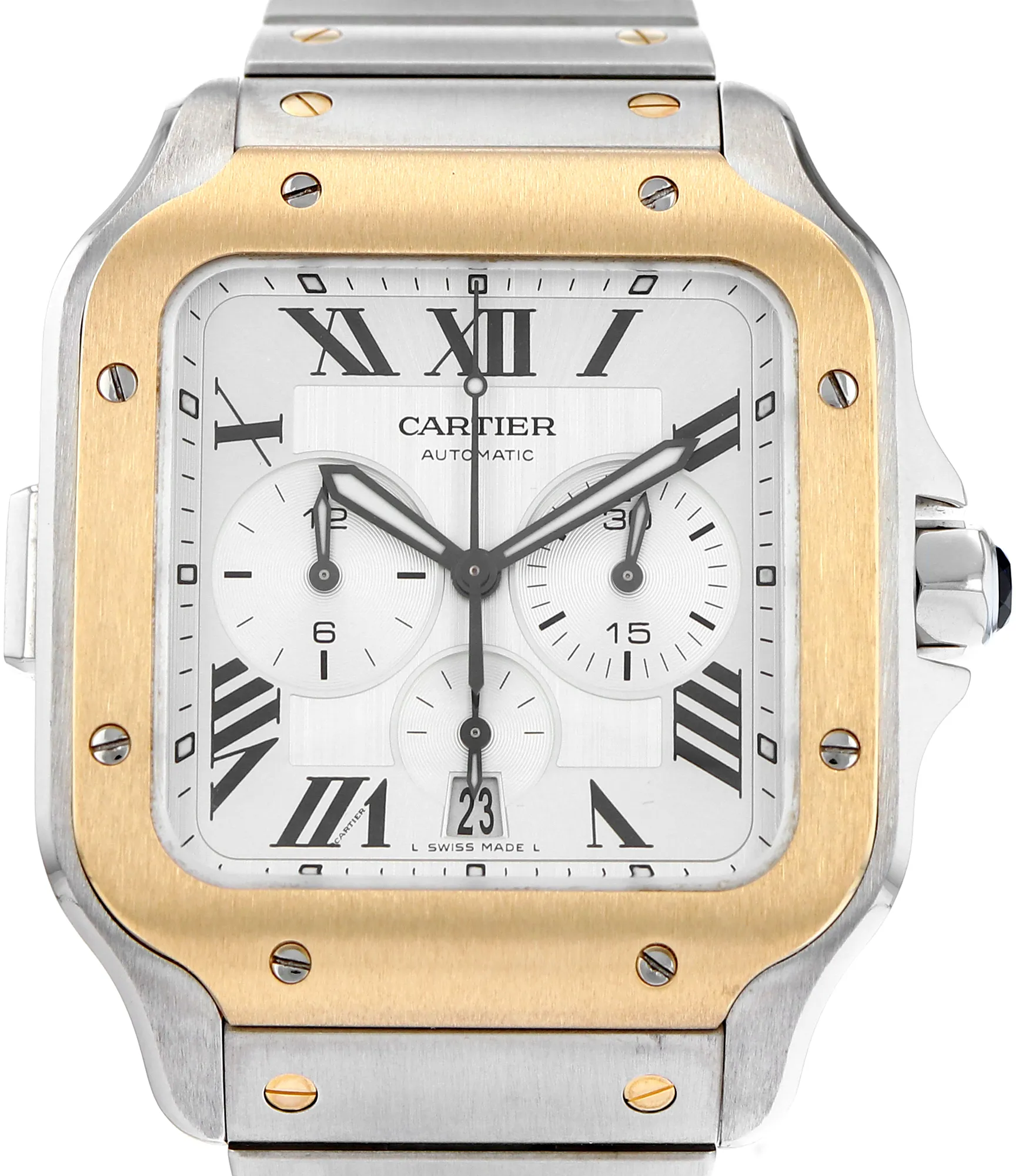 Cartier Santos W2SA0008 43mm Yellow gold Silver