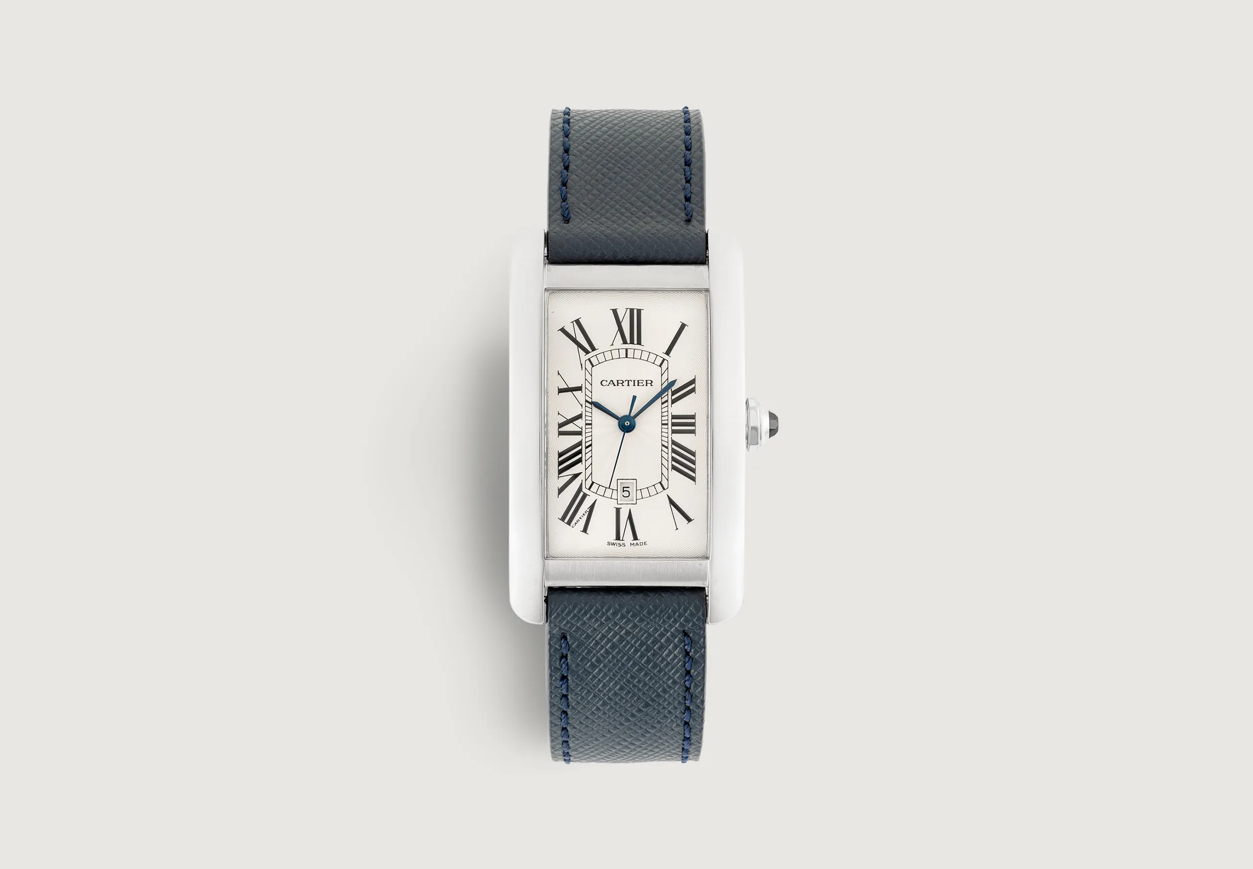 Cartier Tank Américaine 2521 27mm White gold and 18k white gold Guilloché