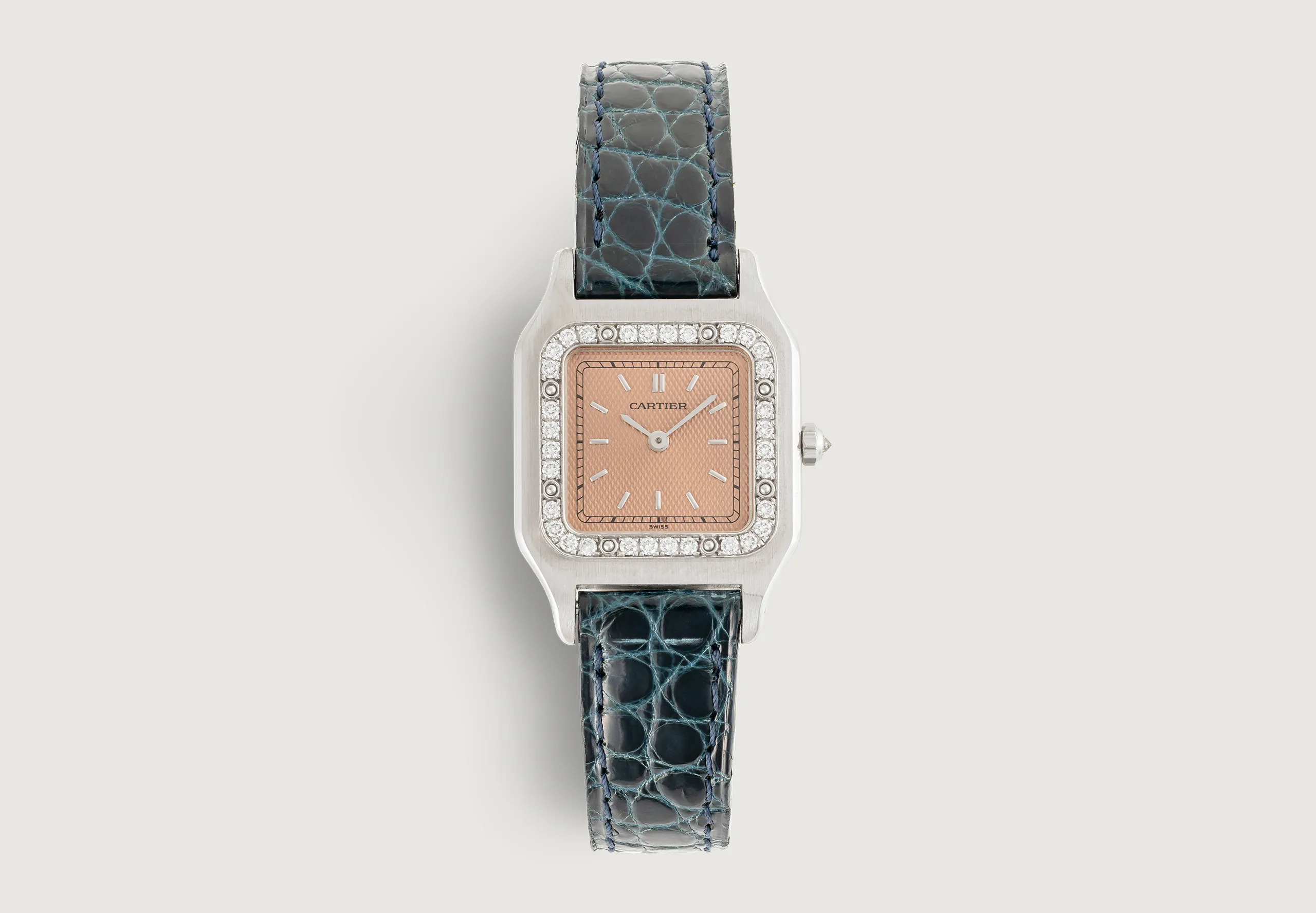 Cartier Santos 2307 23mm White gold and 18k white gold and Diamond Guilloché