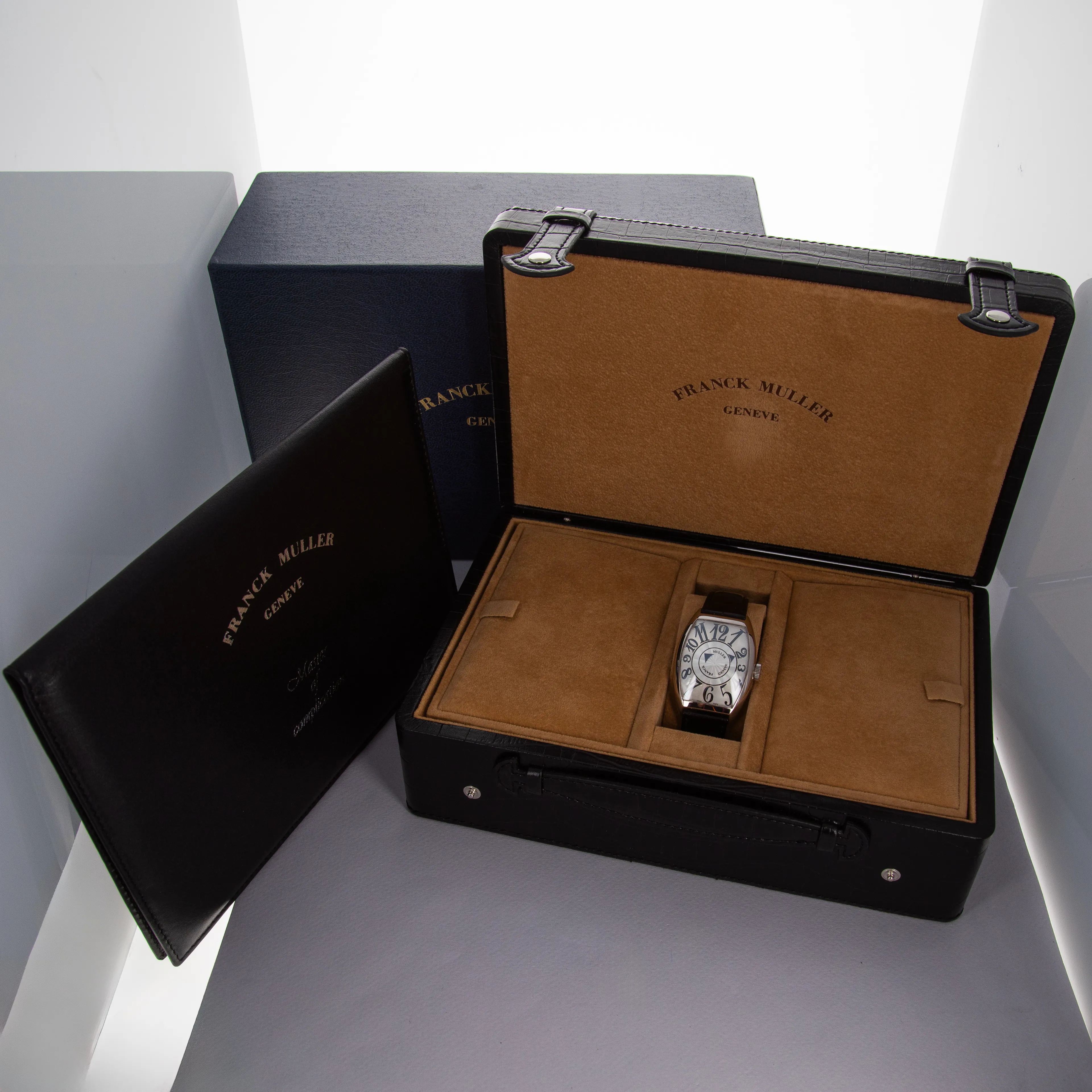 Franck Muller Cintrée Curvex Double Mystery 6850 DM 34mm 18k white gold Silver 15