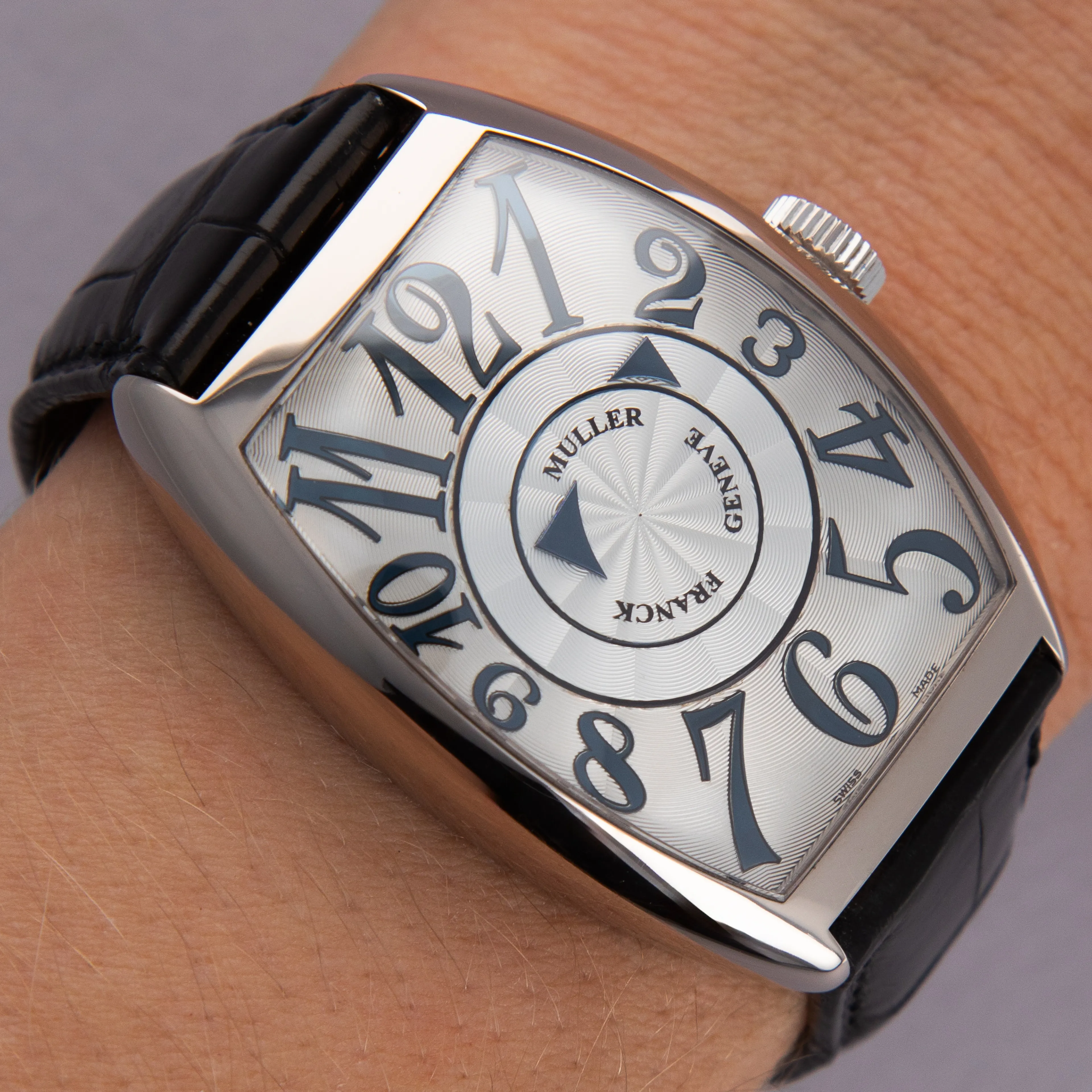 Franck Muller Cintrée Curvex Double Mystery 6850 DM 34mm 18k white gold Silver 18