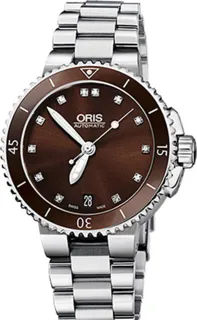 Oris Aquis Date 01 733 7652 4192-07 8 18 01P Ceramic and Stainless steel Brown