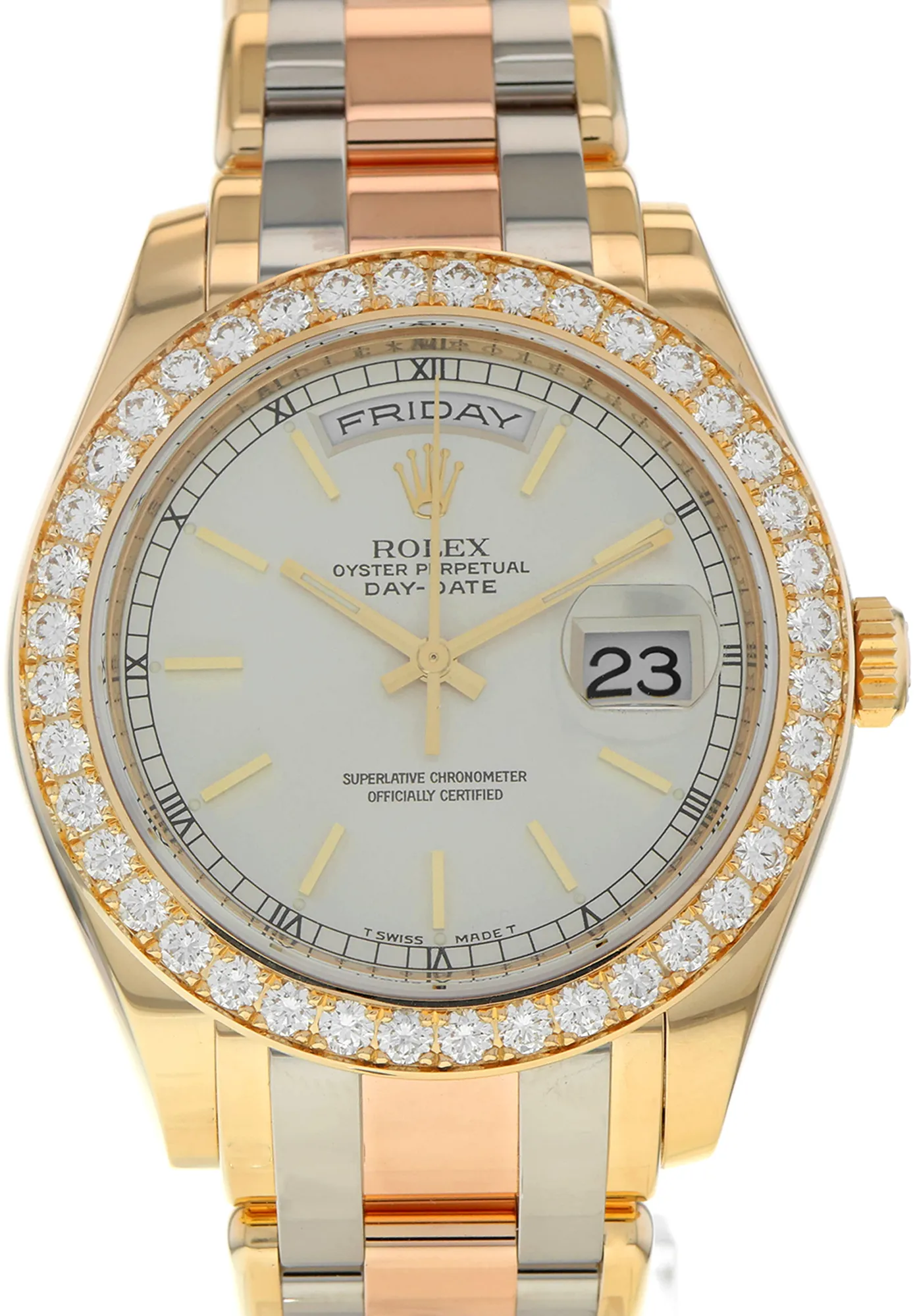 Rolex Day-Date 18948 39mm Yellow gold Silver