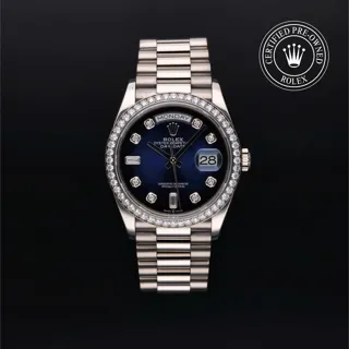 Rolex Day-Date 36 128349RBR White gold Blue