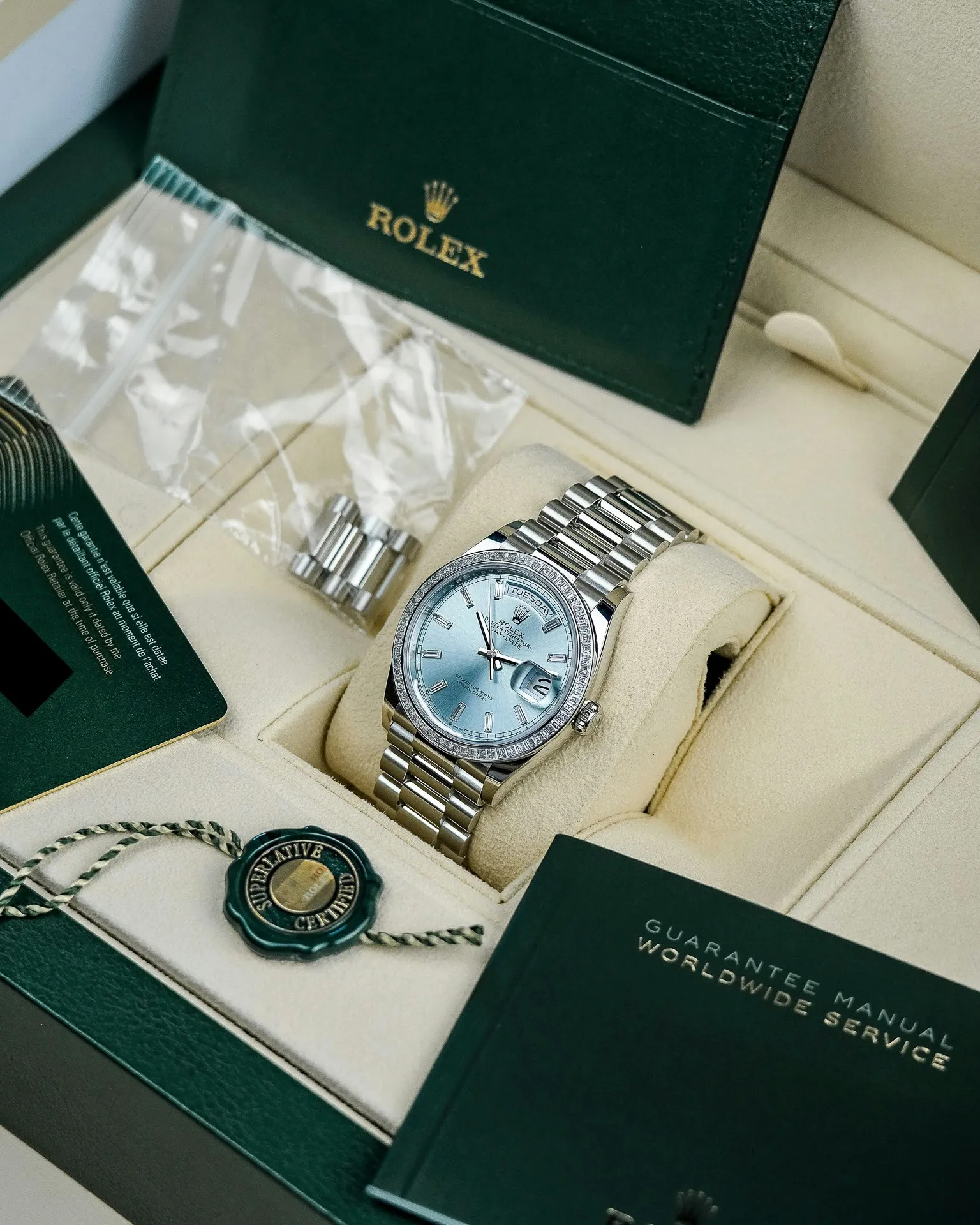 Rolex Day-Date 36 128396TBR 36mm Platinum and Diamond Ice blue 15