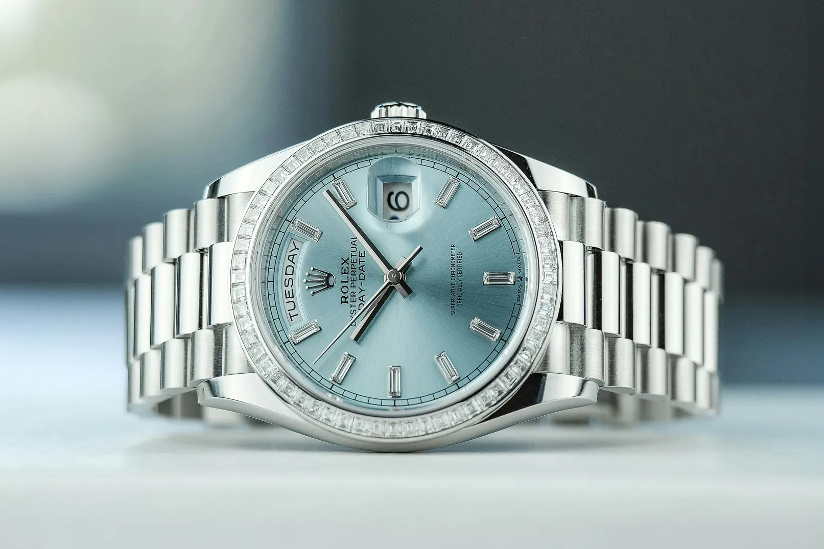 Rolex Day-Date 36 128396TBR 36mm Platinum and Diamond Ice blue 16