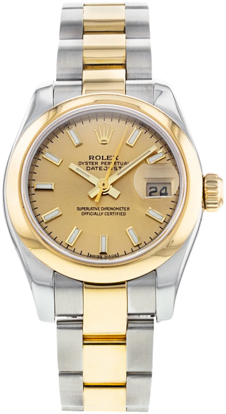 Rolex Lady-Datejust 179163 26mm Yellow gold and Stainless steel Champagne Baton