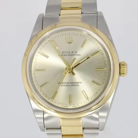 Rolex Oyster Perpetual 34 14203 34mm Yellow gold and Stainless steel Blue