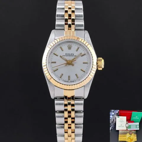 Rolex Oyster Perpetual 67193 26mm Yellow gold and Stainless steel Silver