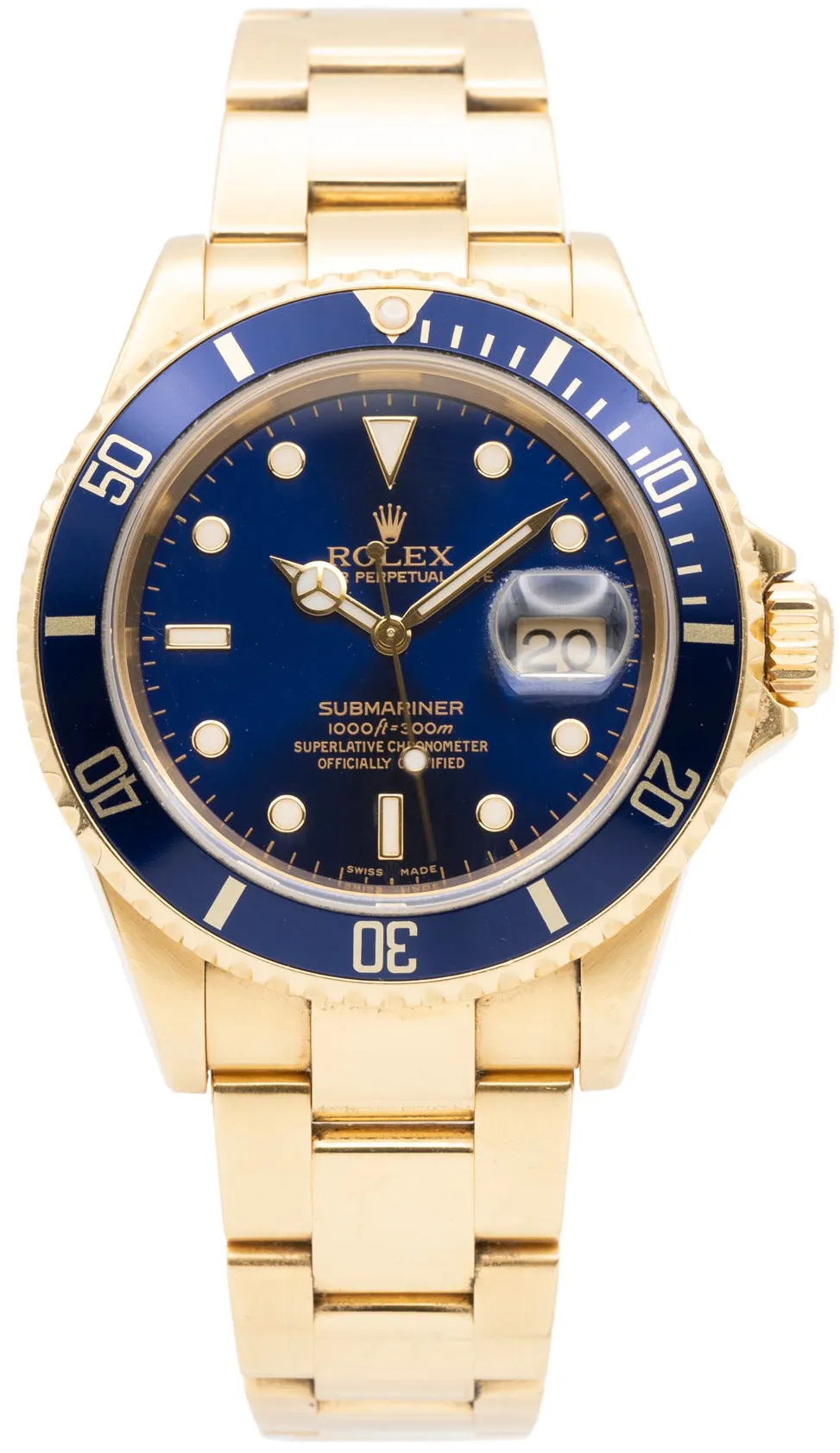 Rolex Submariner 16618LB 40mm Yellow gold Blue