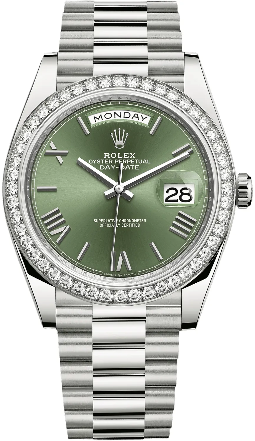 Rolex Day-Date 228349RBR-0030 40mm 18k white gold Green