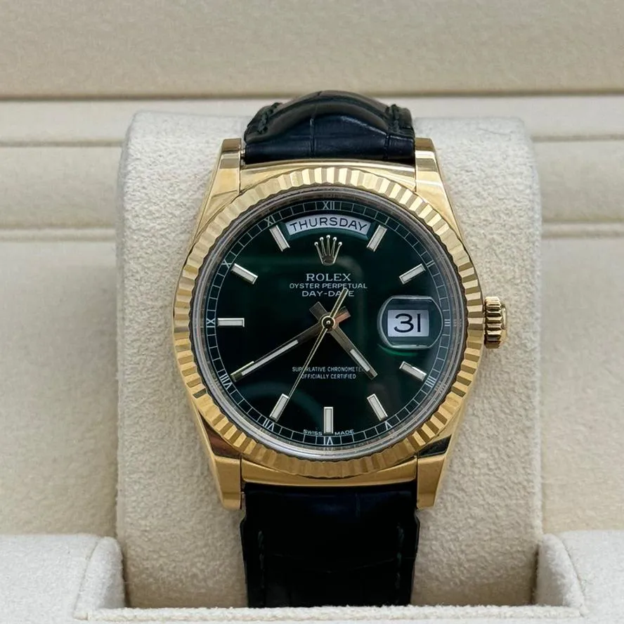 Rolex Day-Date 36 118138-0003 36mm Yellow gold Green