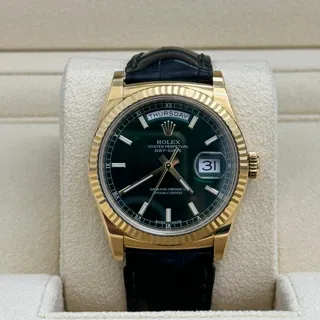 Rolex Day-Date 36 118138-0003 Yellow gold Green