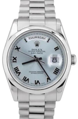 Rolex Day-Date 36 118206 36mm Platinum Blue