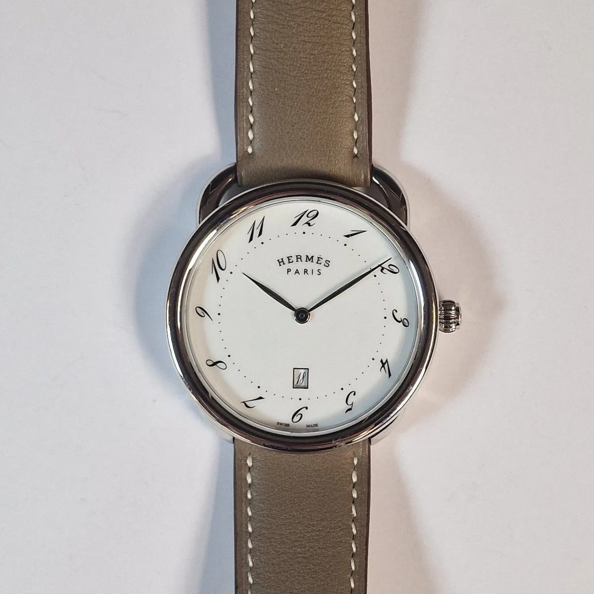 Hermès Arceau 40mm Stainless steel White