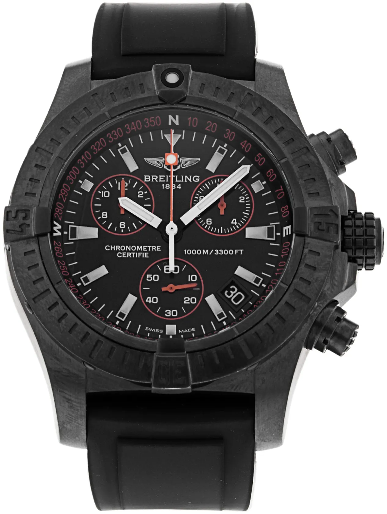 Breitling Avenger M73390 45mm Stainless steel Black and orange