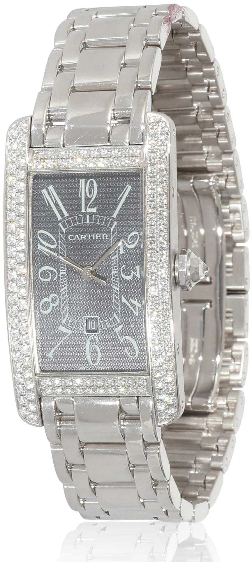 Cartier Tank Américaine 2490 22.5mm White gold and 18k white gold Gray