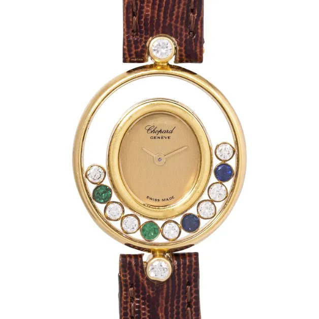 Chopard Happy Diamonds 20/4305 23mm Diamond and Sapphire and Emerald and 18k yellow gold Gold colored