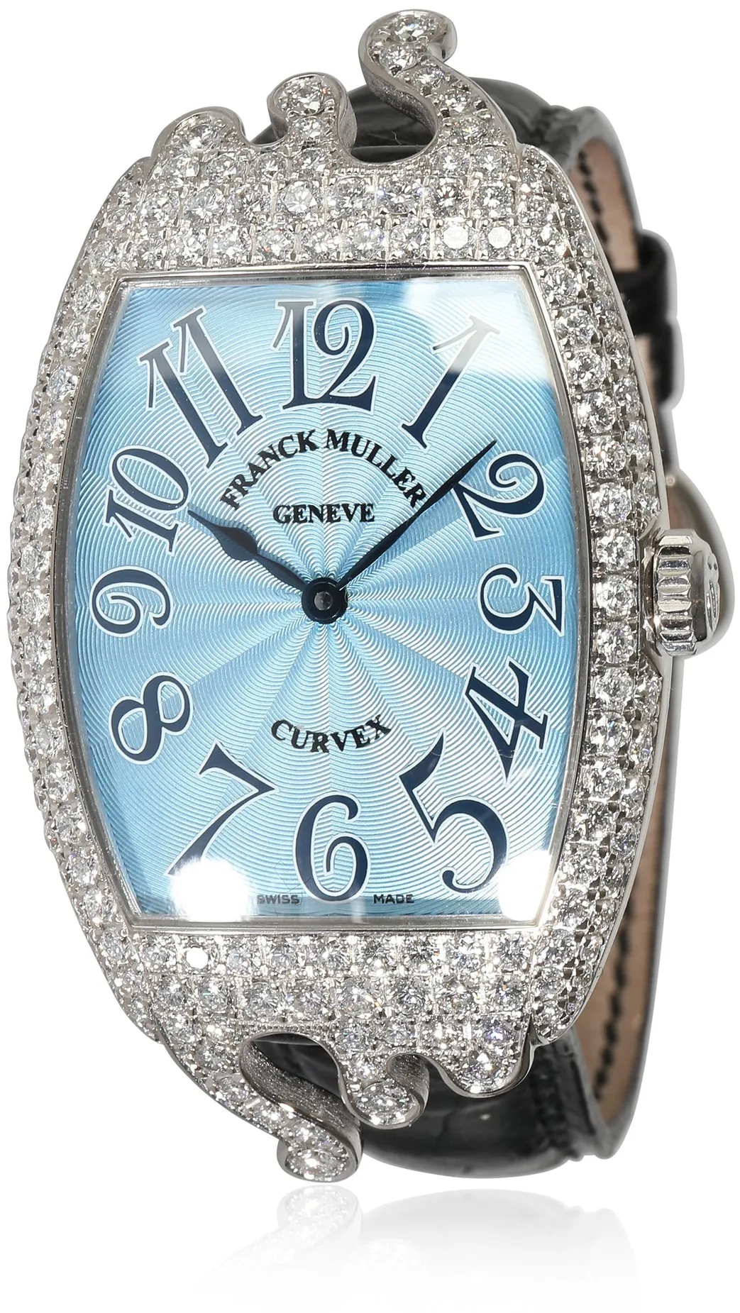 Franck Muller Cintree Curvex 7502 28mm White gold and 18k white gold Blue