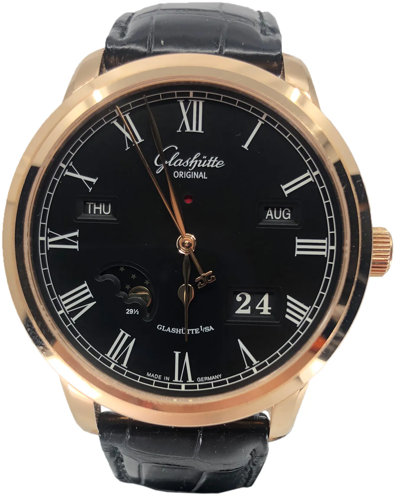 Glashütte Senator Perpetual Calendar 100-02-25-05-04 42mm Rose gold and 18k rose gold Black