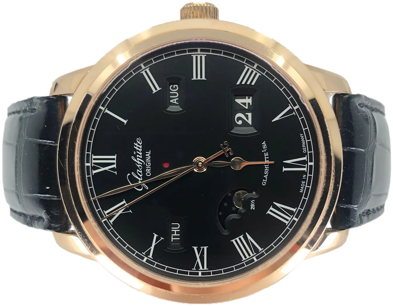 Glashütte Senator Perpetual Calendar 100-02-25-05-04 42mm Rose gold and 18k rose gold Black 3