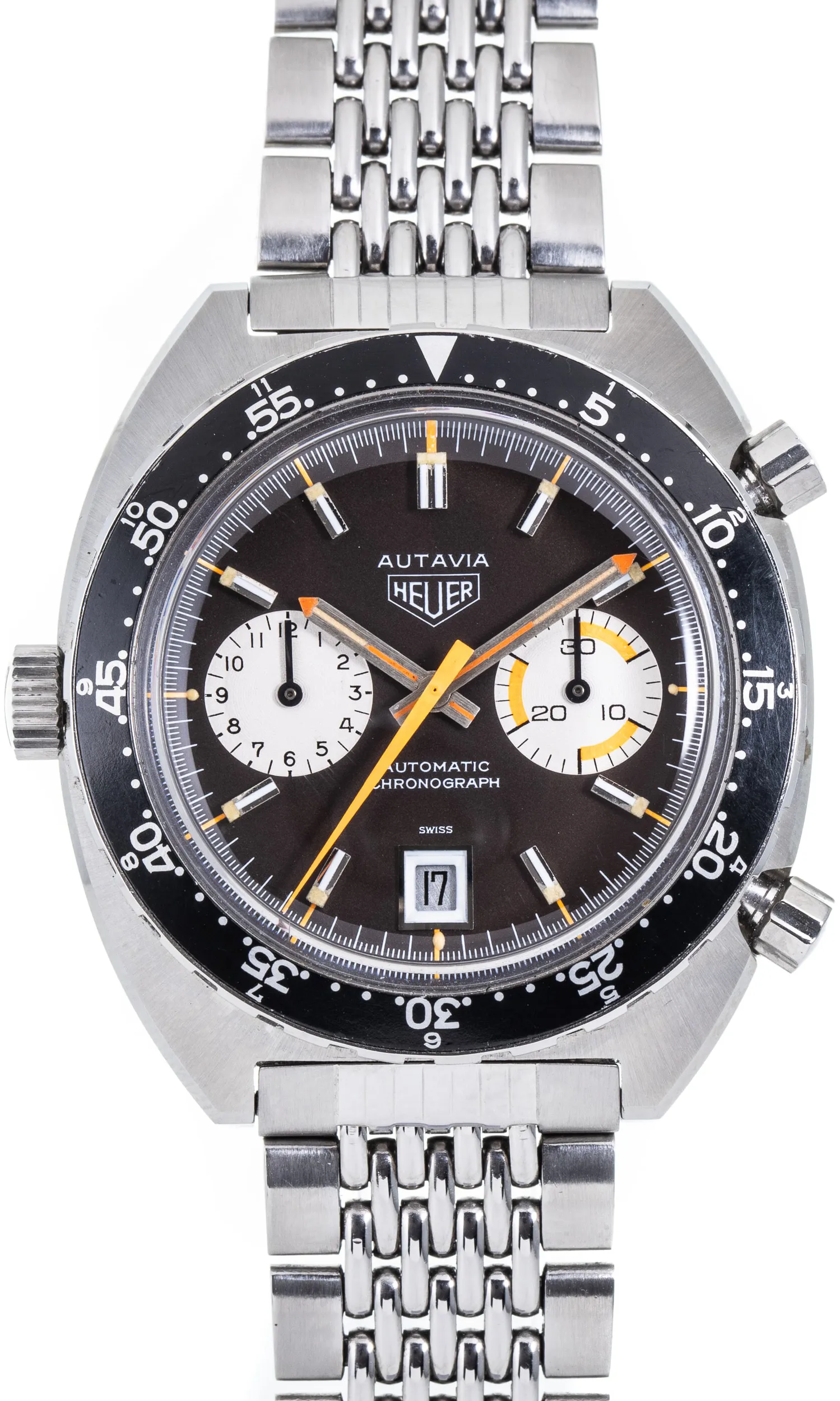 Heuer Autavia 1163 42mm Stainless steel Black