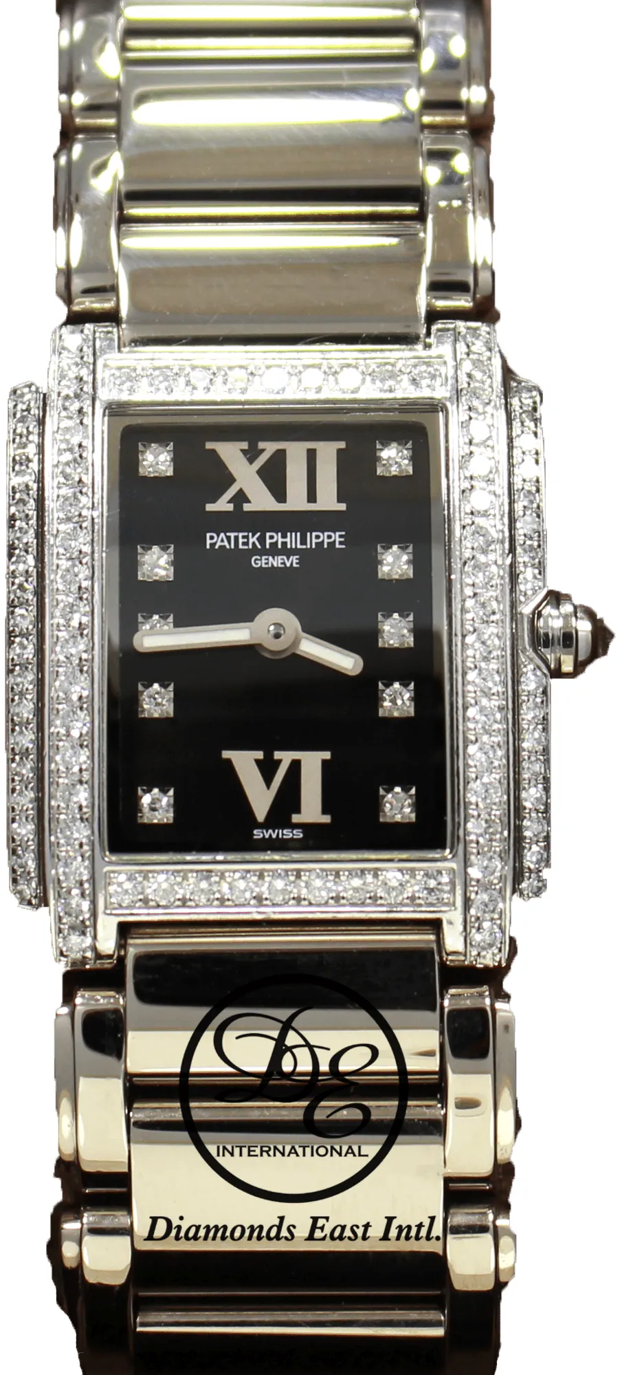 Patek Philippe Twenty~4 4 4908/200G 22mm 18k White Gold Case Covered With Patek Factory Top Quality Diamonds Black