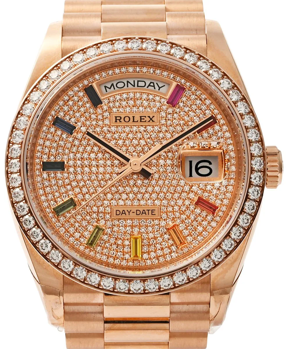 Rolex Day-Date 36 128345RBR 36mm Rose gold and Diamond Pave