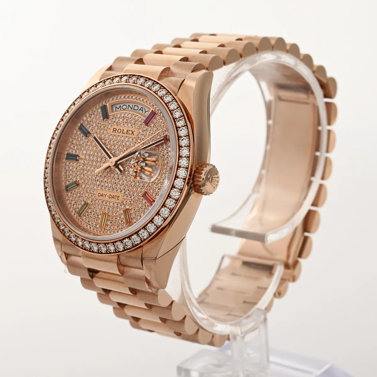 Rolex Day-Date 36 128345RBR 36mm Rose gold and Diamond Pave 1