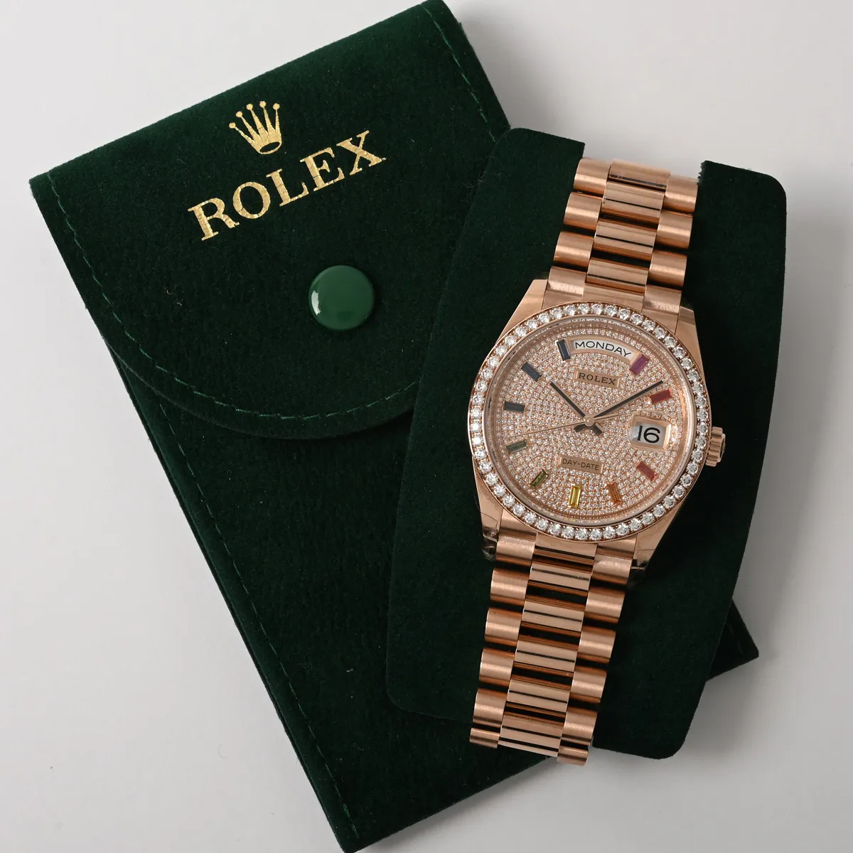 Rolex Day-Date 36 128345RBR 36mm Rose gold and Diamond Pave 3