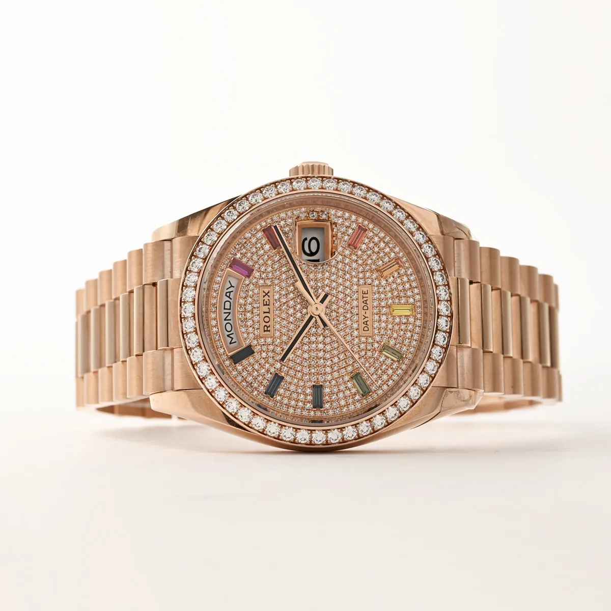 Rolex Day-Date 36 128345RBR 36mm Rose gold and Diamond Pave 4