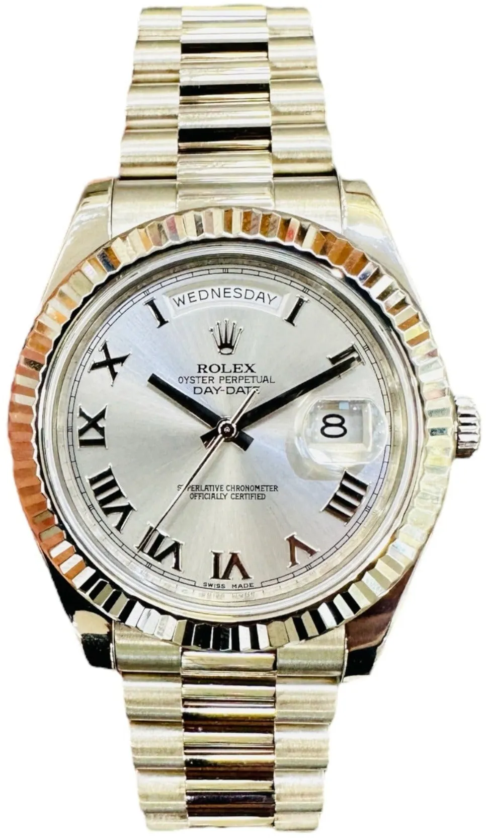 Rolex Day-Date II 218239 41mm White gold Silver