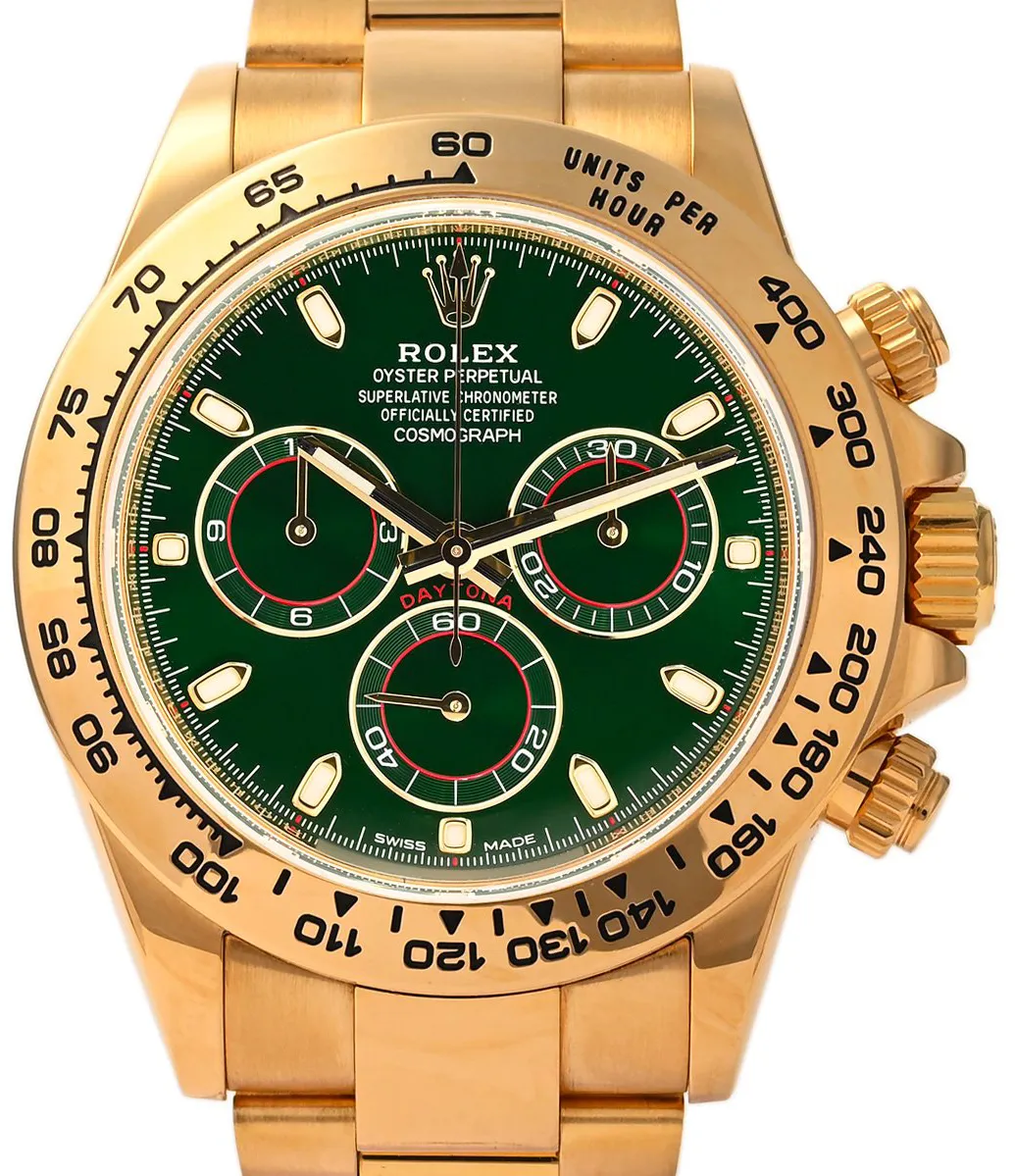 Rolex Daytona 116508 40mm Yellow gold Green