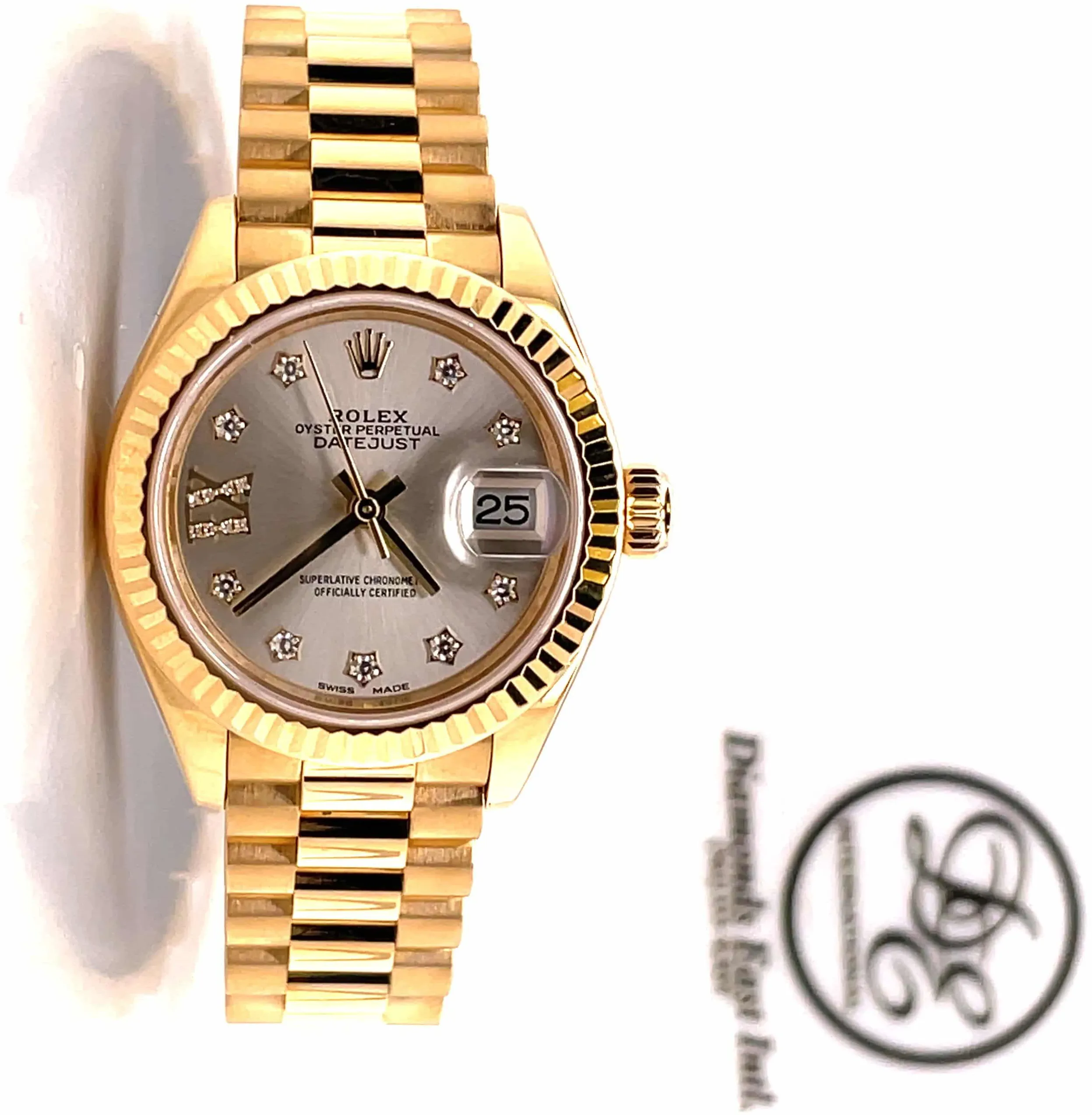 Rolex Lady-Datejust 279178-0026 28mm 18k yellow gold White