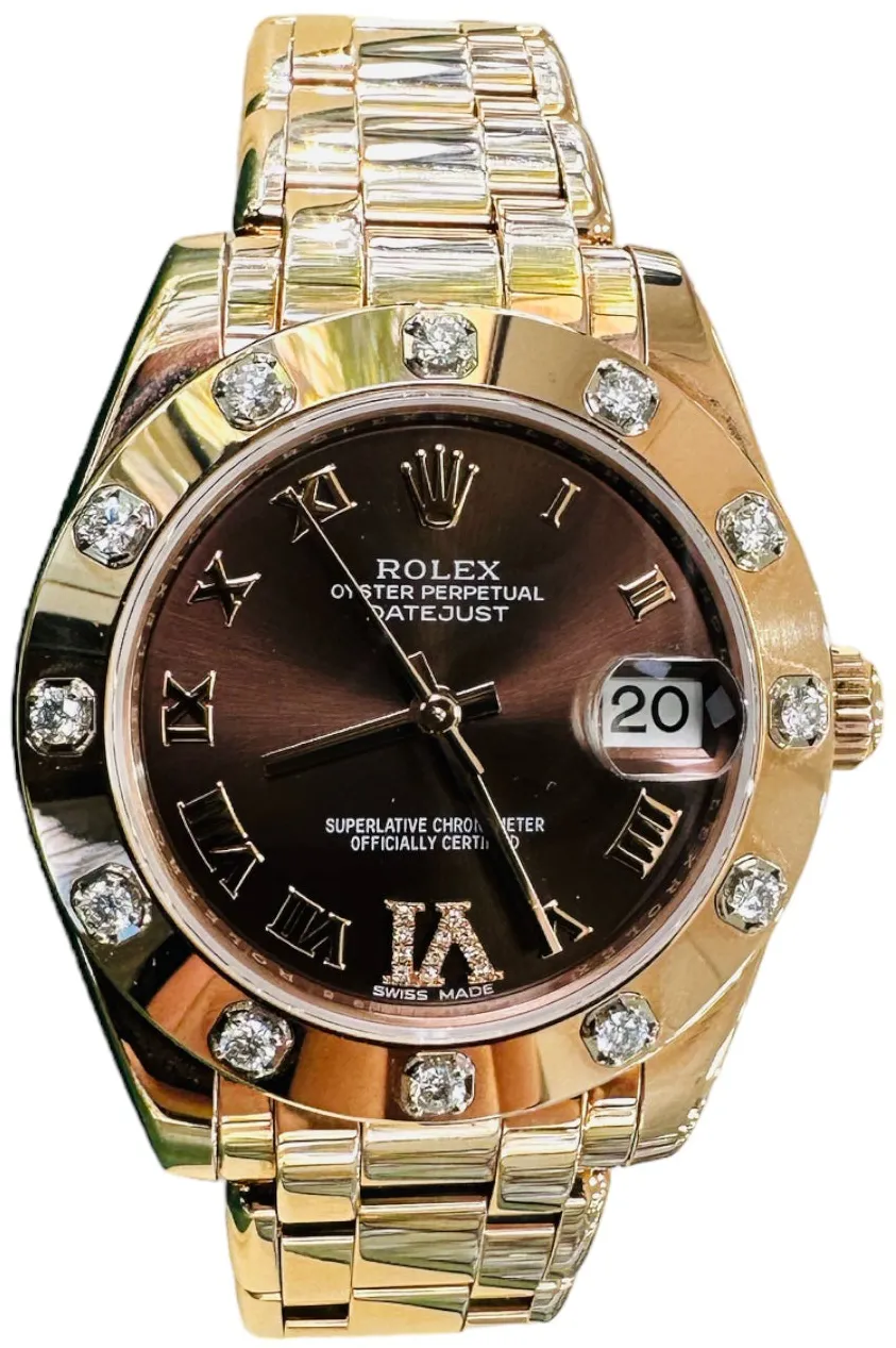 Rolex Pearlmaster 81315 34mm Rose gold Brown